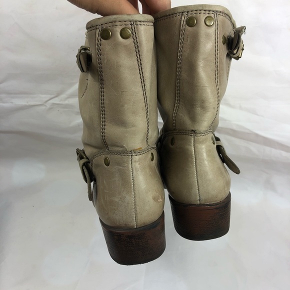 Report Bernsen moto booties boots beige leather 8 - Picture 4 of 10